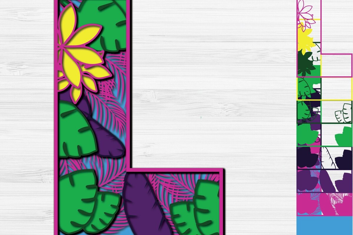 Σετ των 2 Intra απο ξύλο plywood 3mm-4mm πάχος – Summer Letter L Paper Cut Δίασταση  20x20 cm INTRAFABR-31154594