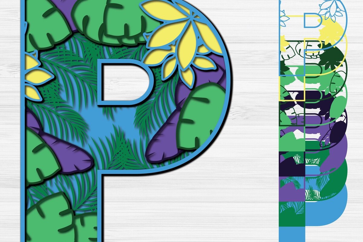 Σετ των 2 Intra απο ξύλο plywood 3mm-4mm πάχος – Summer Letter P Paper Cut Δίασταση  20x20 cm INTRAFABR-31154623