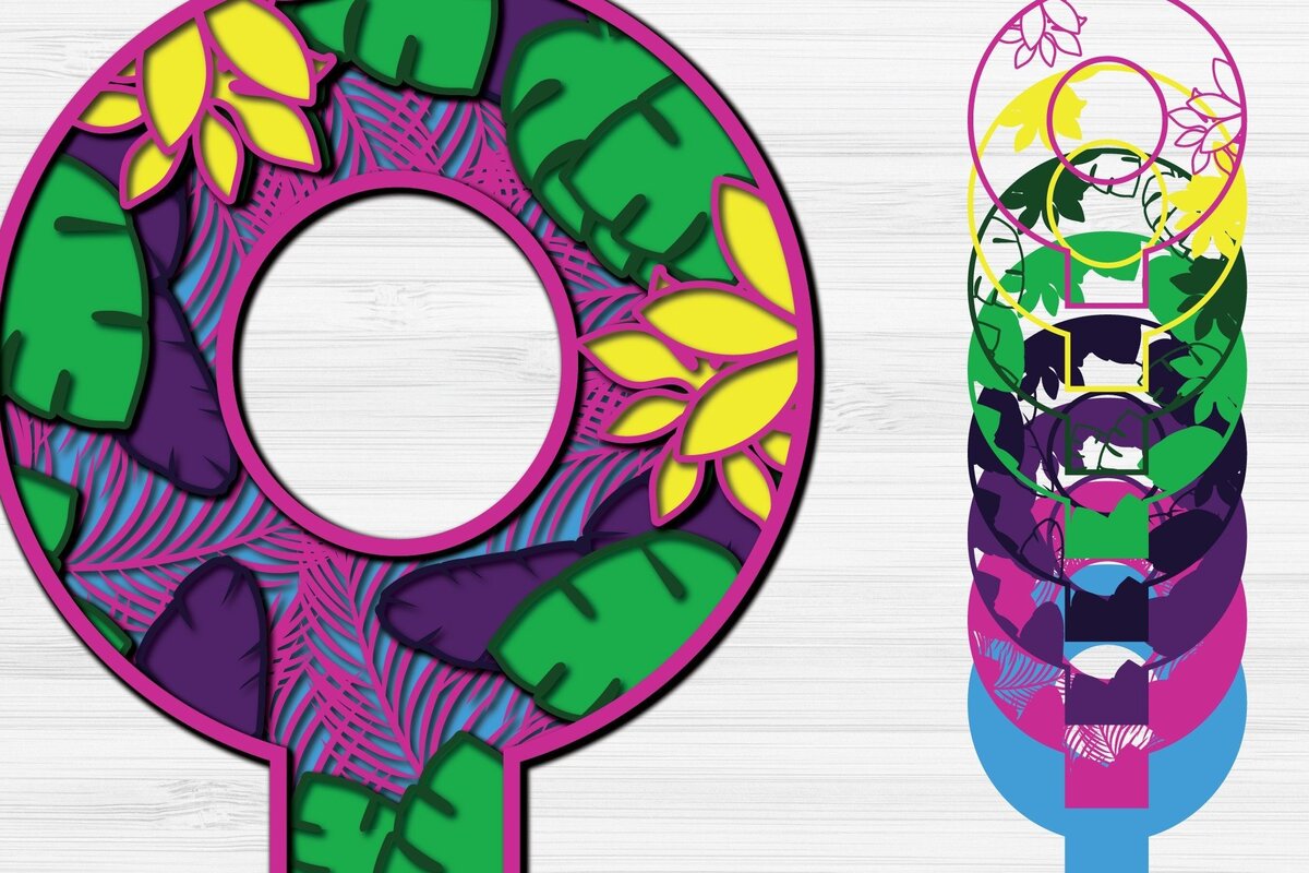 Σετ των 2 Intra απο ξύλο plywood 3mm-4mm πάχος – Summer Letter Q Paper Cut Δίασταση  20x20 cm INTRAFABR-31293851