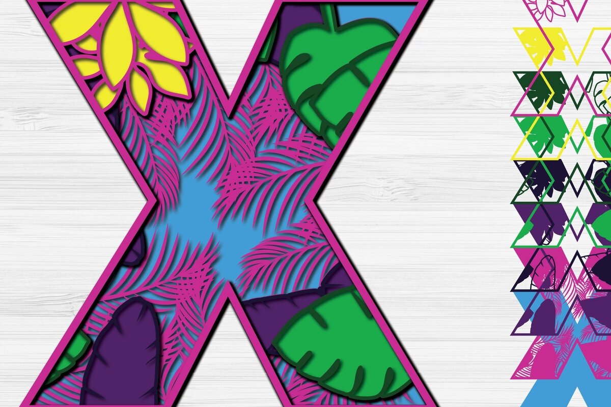 Σετ των 2 Intra απο ξύλο plywood 3mm-4mm πάχος – Summer Letter X Paper Cut Δίασταση  20x20 cm INTRAFABR-31293875