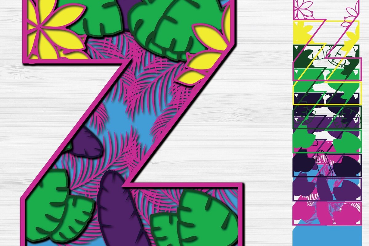 Σετ των 2 Intra απο ξύλο plywood 3mm-4mm πάχος – Summer Letter Z Paper Cut Δίασταση  20x20 cm INTRAFABR-31293881