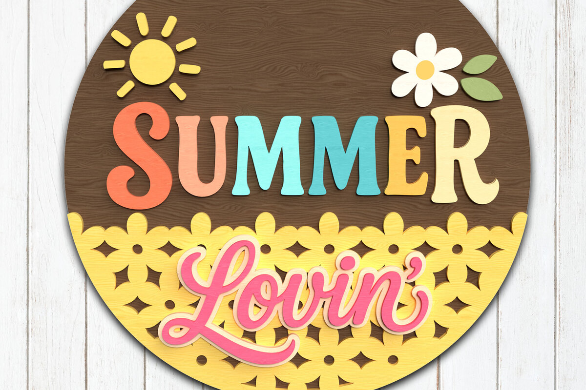 Σετ των 2 Intra απο ξύλο plywood 3mm-4mm πάχος – Summer Lovin' Round Δίασταση  20x20 cm INTRAFABR-122961181