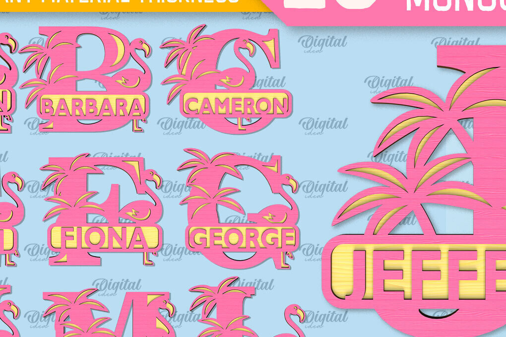 Σετ των 2 Intra απο ξύλο plywood 3mm-4mm πάχος – Πακέτο κοπής λέιζερ καλοκαιρινών μονογραμμάτων Δίασταση  20x20 cm INTRAFABR-96052891