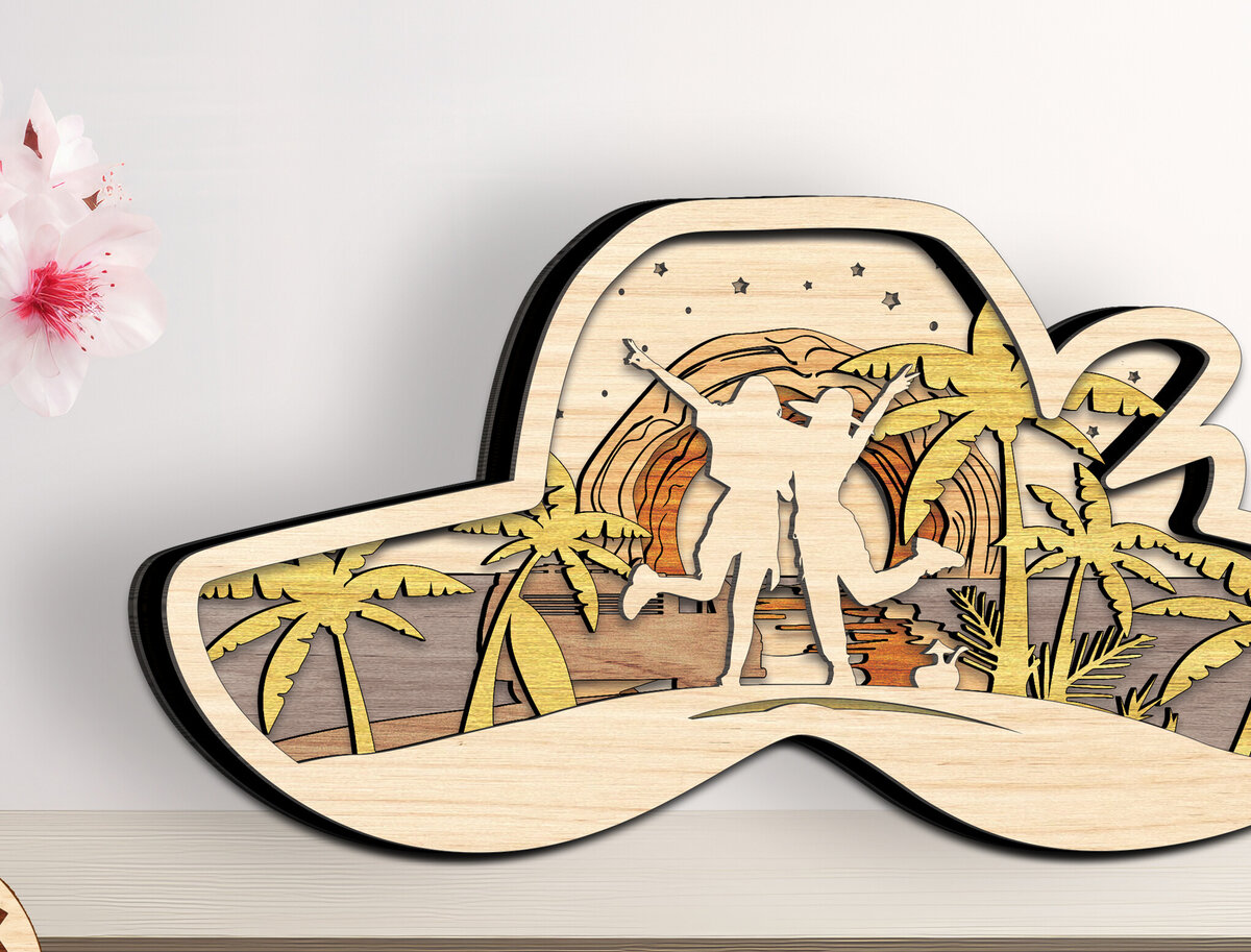 Σετ των 2 Intra απο ξύλο plywood 3mm-4mm πάχος – Αρχείο αποκοπής στρώματος Summer of Best Friends Δίασταση  20x20 cm INTRAFABR-93917338