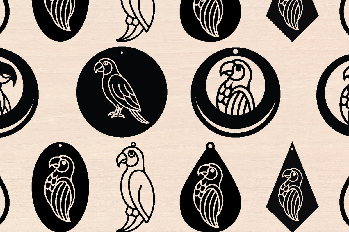 Σετ των 3 Intra απο ξύλο plywood 3mm-4mm πάχος – Πακέτο Ξύλινα Σκουλαρίκια Summer Parrot Δίασταση  5x5 cm INTRAFABR-123196003