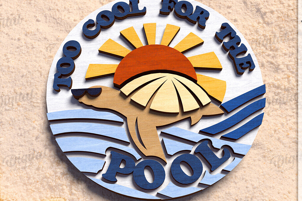 Σετ των 2 Intra απο ξύλο plywood 3mm-4mm πάχος – Καλοκαιρινό ρετρό σημάδι κοπής με λέιζερ Δίασταση  20x20 cm INTRAFABR-122599207