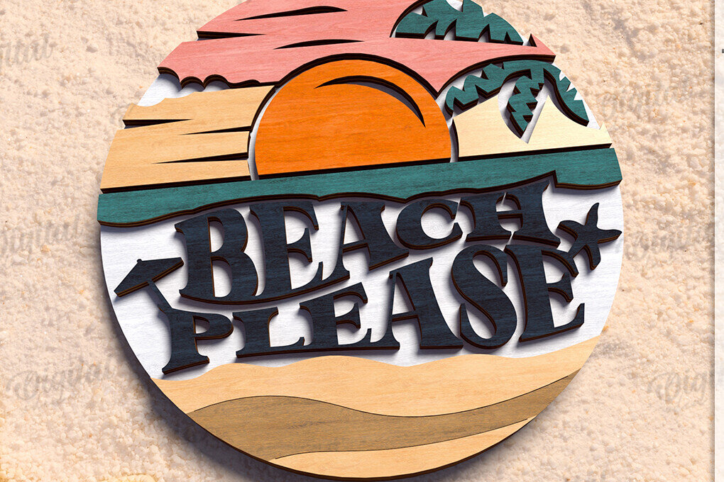 Σετ των 2 Intra απο ξύλο plywood 3mm-4mm πάχος – Καλοκαιρινό ρετρό σημάδι κοπής με λέιζερ Δίασταση  20x20 cm INTRAFABR-122599276