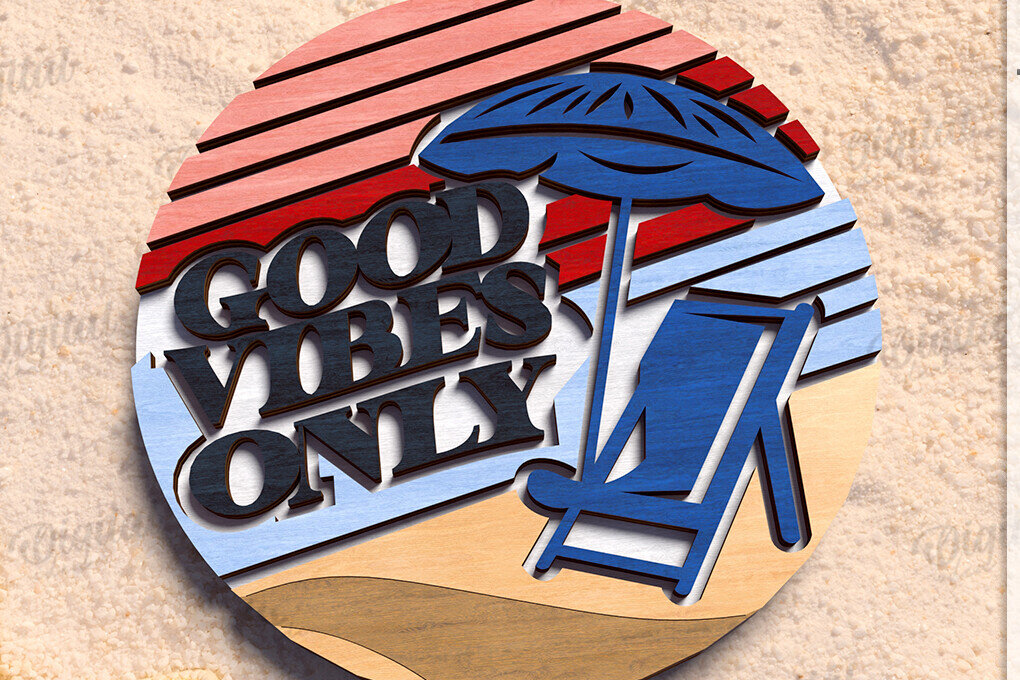 Σετ των 2 Intra απο ξύλο plywood 3mm-4mm πάχος – Καλοκαιρινό ρετρό σημάδι κοπής με λέιζερ Δίασταση  20x20 cm INTRAFABR-122599366