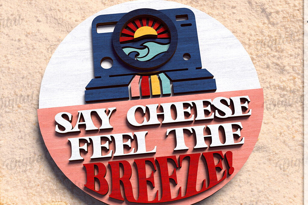 Σετ των 2 Intra απο ξύλο plywood 3mm-4mm πάχος – Καλοκαιρινό ρετρό σημάδι κοπής με λέιζερ Δίασταση  20x20 cm INTRAFABR-122599469