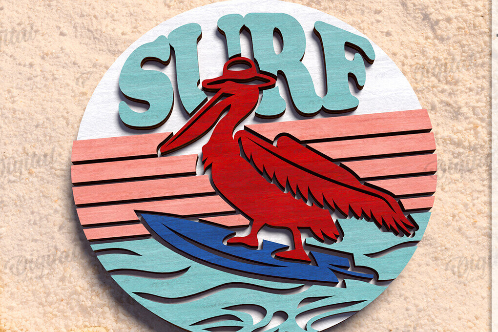 Σετ των 2 Intra απο ξύλο plywood 3mm-4mm πάχος – Καλοκαιρινό ρετρό σημάδι κοπής με λέιζερ Δίασταση  20x20 cm INTRAFABR-122599724