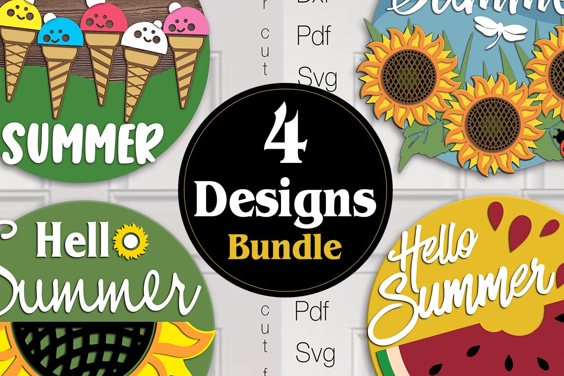 Σετ των 2 Intra απο ξύλο plywood 3mm-4mm πάχος – Καλοκαιρινό στρογγυλό πακέτο πινακίδων. Δίασταση  20x20 cm INTRAFABR-76940411