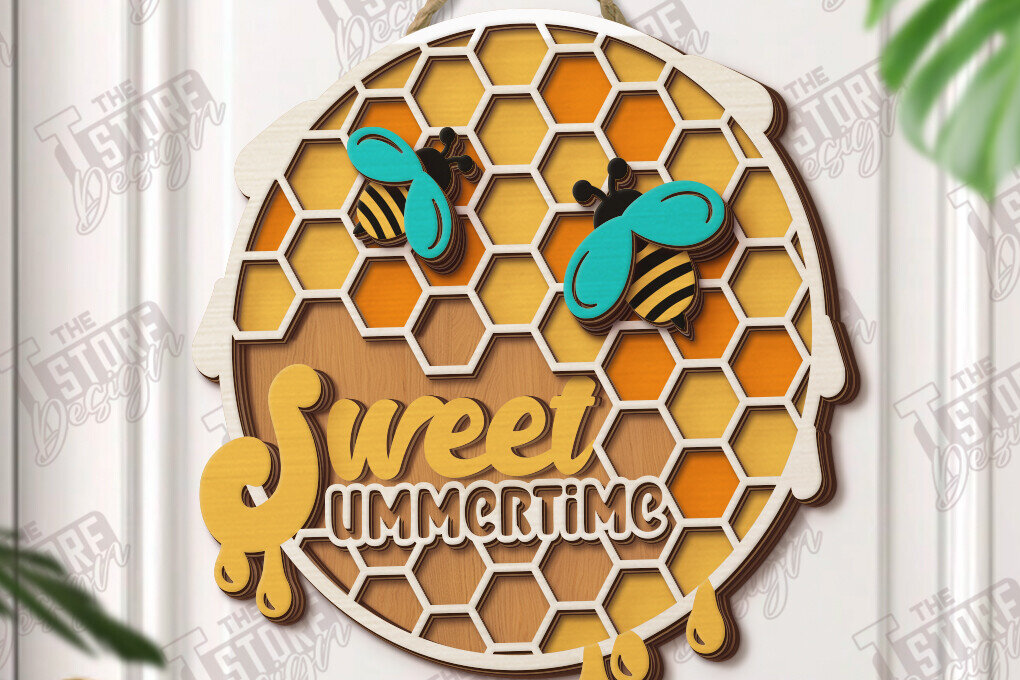 Σετ των 2 Intra απο ξύλο plywood 3mm-4mm πάχος – Καλοκαιρινή στρογγυλή πινακίδα κοπής λέιζερ | Σημάδι βεράντας Δίασταση  20x20 cm INTRAFABR-120348895