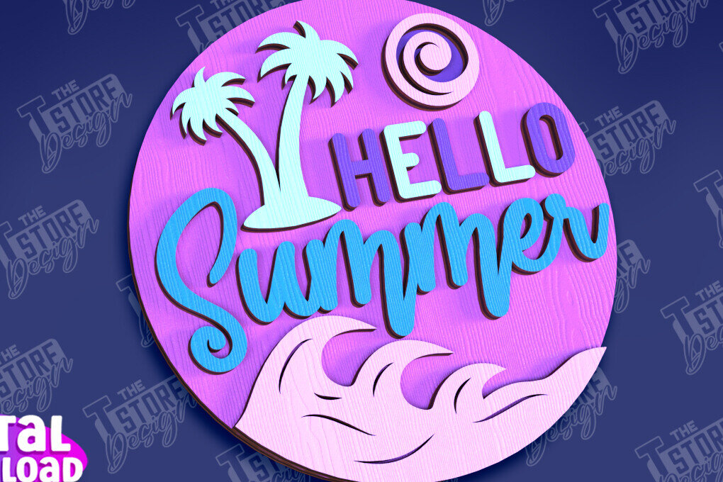 Σετ των 2 Intra απο ξύλο plywood 3mm-4mm πάχος – Καλοκαιρινά στρογγυλά σημάδια | Σημάδια επιγραφή Δίασταση  20x20 cm INTRAFABR-95791759