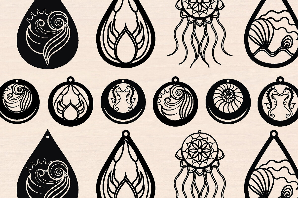 Σετ των 3 Intra απο ξύλο plywood 3mm-4mm πάχος – Πακέτο με καλοκαιρινά σκουλαρίκια εμπνευσμένα από τη θάλασσα Δίασταση  5x5 cm INTRAFABR-123343084