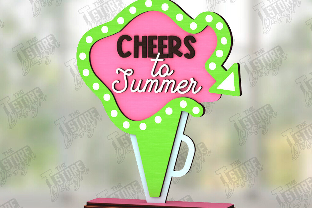 Intra απο ξύλο plywood 3mm-4mm πάχος – Summer Sign| Στοιχεία του καλοκαιριού Δίασταση  40x30 cm INTRAFABR-123031765