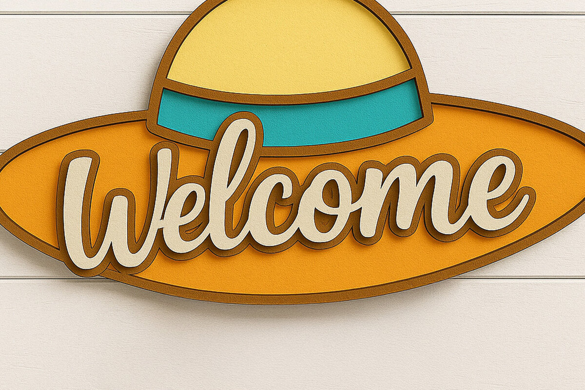 Σετ των 2 Intra απο ξύλο plywood 3mm-4mm πάχος – Καλοκαιρινό καπέλο ήλιου Καλωσόρισμα Δίασταση  20x20 cm INTRAFABR-122866989