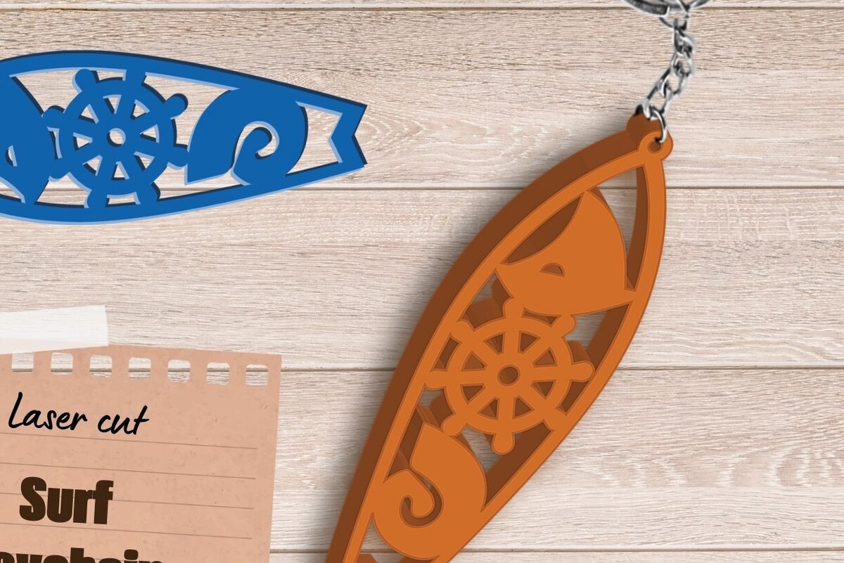 Σετ των 3 Intra απο ξύλο plywood 3mm-4mm πάχος – Μπρελόκ Summer Surf, Αρχείο Κοπής Laser Δίασταση  5x5 cm INTRAFABR-96699153