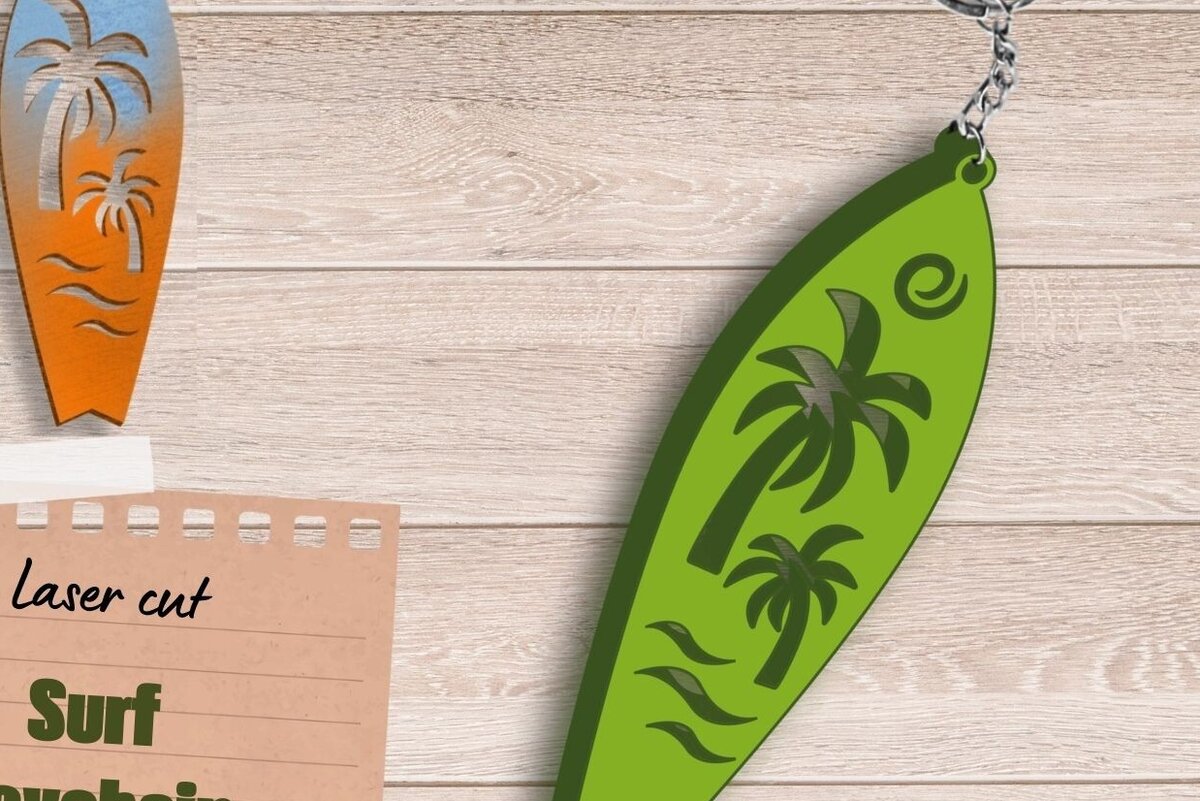 Σετ των 3 Intra απο ξύλο plywood 3mm-4mm πάχος – Μπρελόκ Summer Surf, Αρχείο κοπής με λέιζερ Δίασταση  5x5 cm INTRAFABR-92289928