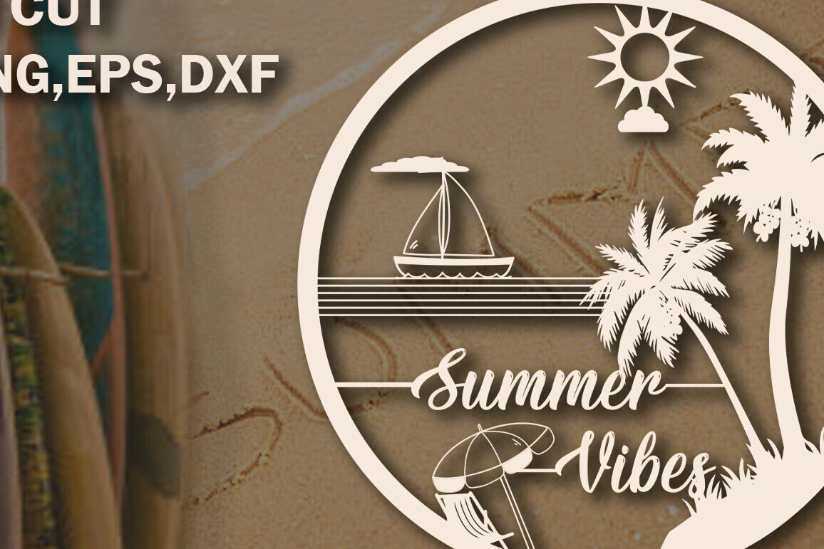 Σετ των 2 Intra απο ξύλο plywood 3mm-4mm πάχος – Καλοκαιρινό διανυσματικό  Δίασταση  20x20 cm INTRAFABR-119692904