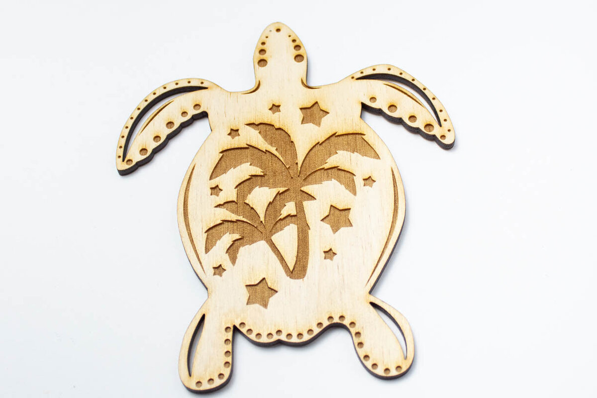 Σετ των 2 Intra απο ξύλο plywood 3mm-4mm πάχος – Καλοκαιρινό Τρυβέρ χελώνας, Λαϊκή Τέχνη Δίασταση  20x20 cm INTRAFABR-69789322