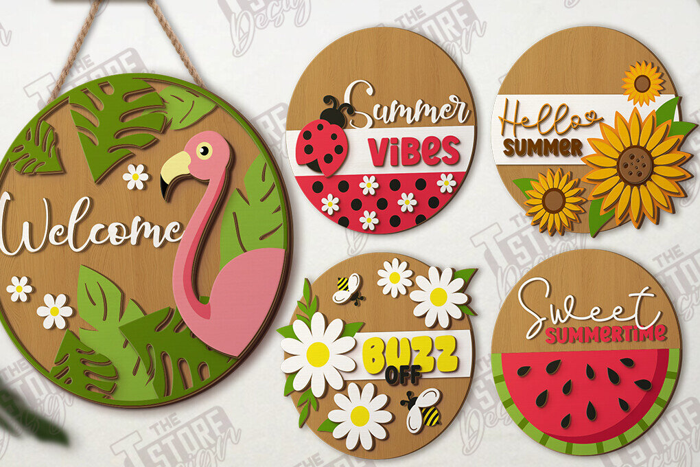 Intra απο ξύλο plywood 3mm-4mm πάχος – Πακέτο κοπής με λέιζερ καλοκαιρινές επιγραφές τοίχου | CNC Δίασταση  40x30 cm INTRAFABR-123579773