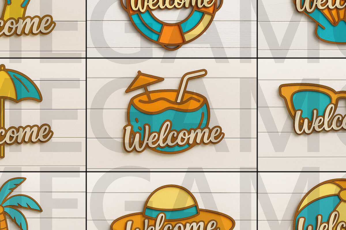 Σετ των 2 Intra απο ξύλο plywood 3mm-4mm πάχος – Καλοκαιρινό Πακέτο Δίασταση  20x20 cm INTRAFABR-122866940