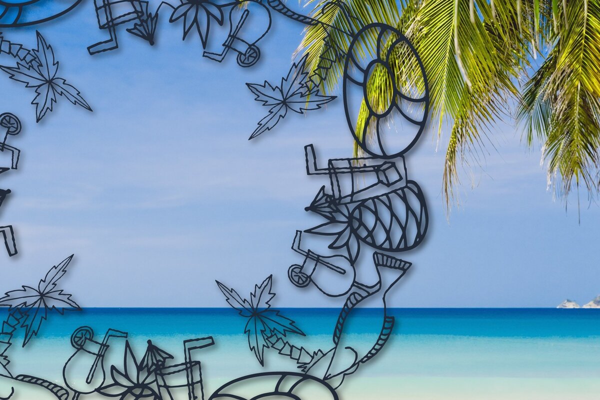 Σετ των 2 Intra απο ξύλο plywood 3mm-4mm πάχος – Καλοκαιρινό στεφάνι πόρτας Δίασταση  20x20 cm INTRAFABR-31591942