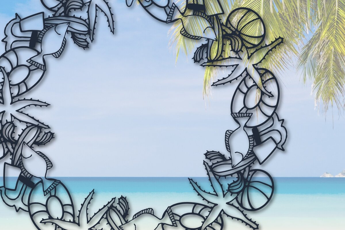 Σετ των 2 Intra απο ξύλο plywood 3mm-4mm πάχος – Καλοκαιρινό στεφάνι πόρτας Δίασταση  20x20 cm INTRAFABR-31592099