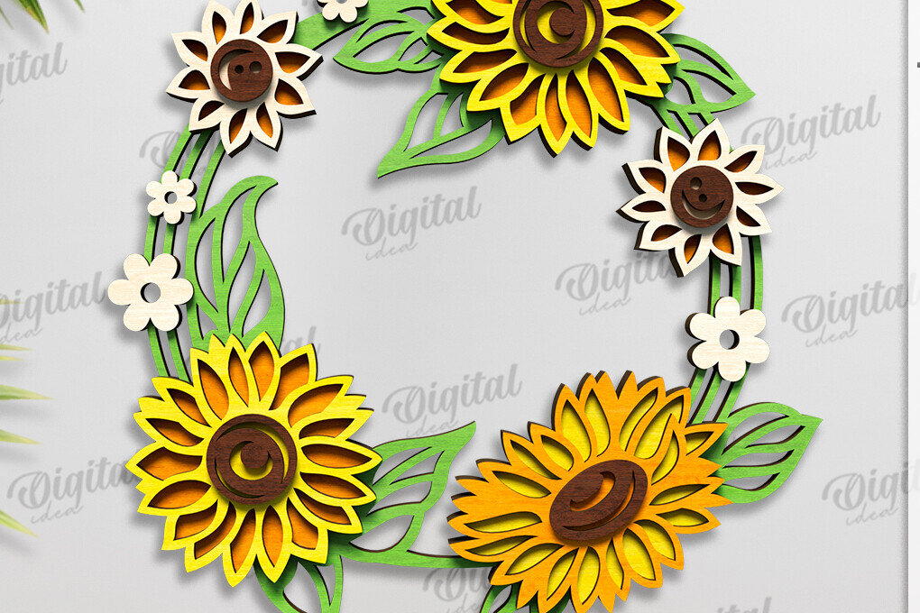 Σετ των 2 Intra απο ξύλο plywood 3mm-4mm πάχος – Καλοκαιρινό στεφάνι κοπής με λέιζερ Δίασταση  20x20 cm INTRAFABR-123565094