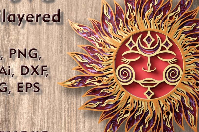 Σετ των 2 Intra απο ξύλο plywood 3mm-4mm πάχος – Αρχείο κοπής λέιζερ πολλαπλών στρώσεων Sun 3D Δίασταση  20x20 cm INTRAFABR-109349291