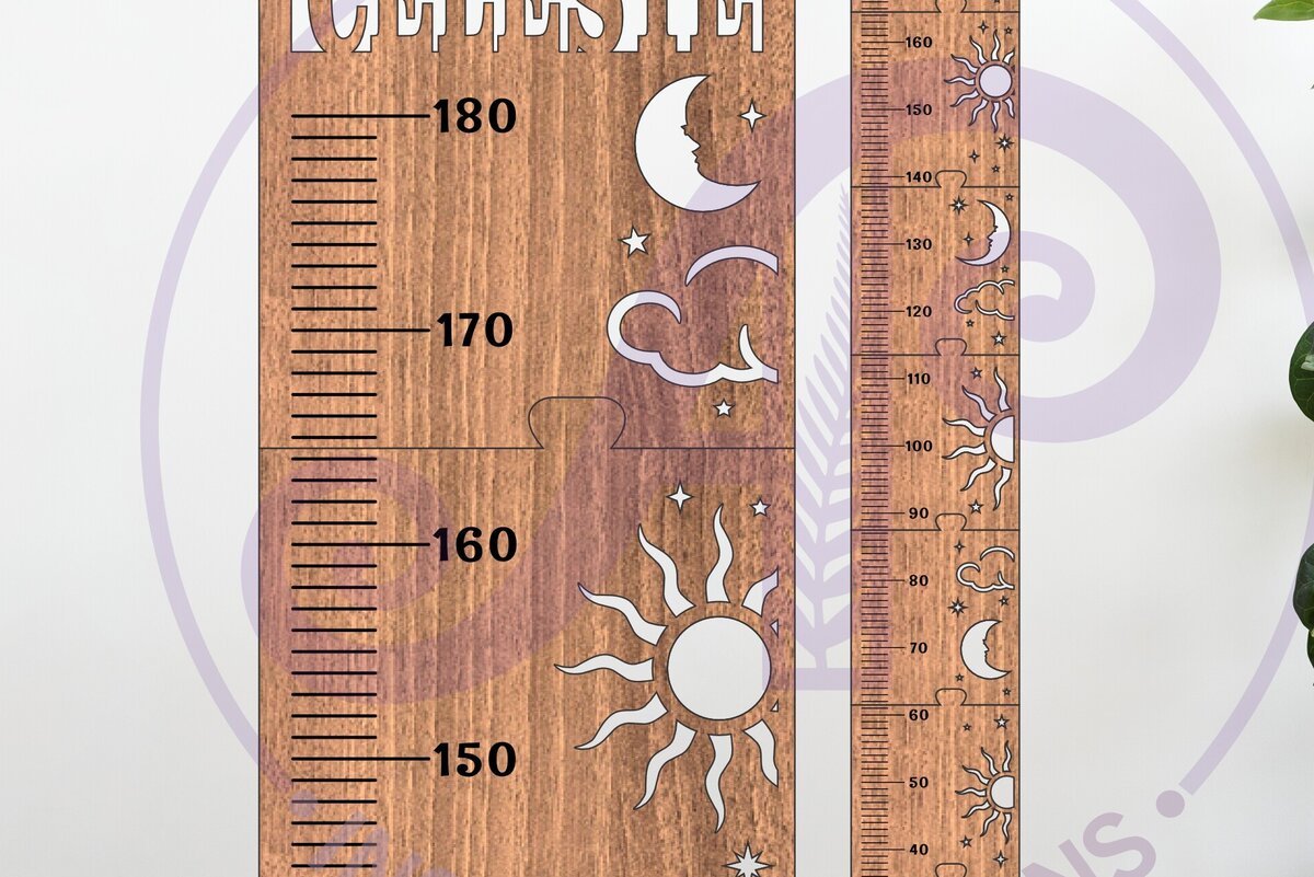 Σετ των 2 Intra απο ξύλο plywood 3mm-4mm πάχος – Μέτρηση γραφήματος Ύψους Ήλιου και Σελήνης για παιδιά Δίασταση  20x20 cm INTRAFABR-124950178