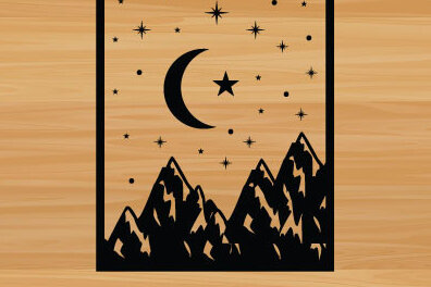 Intra απο ξύλο plywood 3mm-4mm πάχος – Sun and Moon Mountain Wall Art Δίασταση  40x30 cm INTRAFABR-68048473