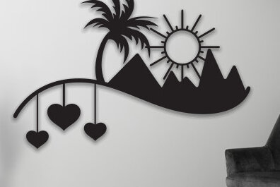 Σετ των 2 Intra απο ξύλο plywood 3mm-4mm πάχος – Sun and Waves  διακόσμηση τοίχου με λέιζερ Δίασταση  40x30 cm INTRAFABR-69559442