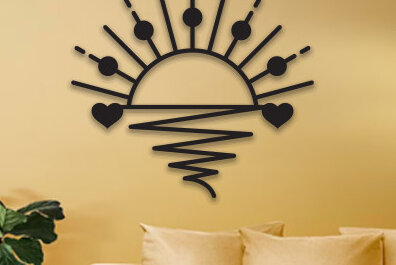 Intra απο ξύλο plywood 3mm-4mm πάχος – Sun and Waves  διακόσμηση τοίχου με λέιζερ Δίασταση  40x30 cm INTRAFABR-69559433