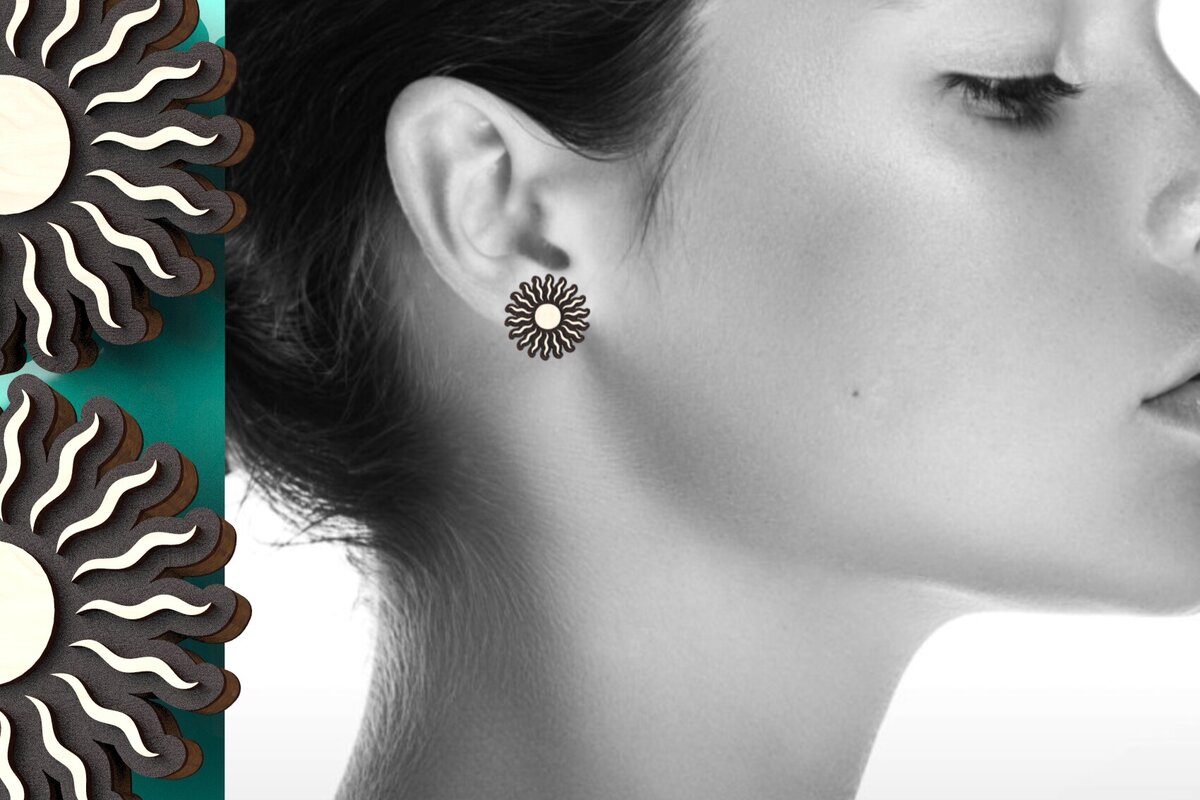 Σετ των 3 Intra απο ξύλο plywood 3mm-4mm πάχος – Πρότυπο σκουλαρίκι ηλίου για λέιζερ Δίασταση  5x5 cm INTRAFABR-122246239