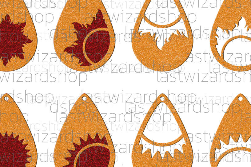 Σετ των 3 Intra απο ξύλο plywood 3mm-4mm πάχος – Sun Earrings, Sunshine Faux Leather Δίασταση  5x5 cm INTRAFABR-25329151