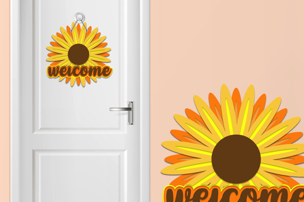 Intra απο ξύλο plywood 3mm-4mm πάχος – Sun Flower Layered Door Sign - Eps Δίασταση  40x30 cm INTRAFABR-30165072