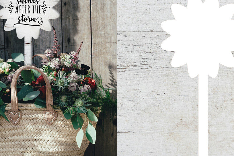 Σετ των 2 Intra απο ξύλο plywood 3mm-4mm πάχος – Πασσάλων Sun Flower, Ετικέτα κήπου, Cake Topper Δίασταση  20x20 cm INTRAFABR-94279761