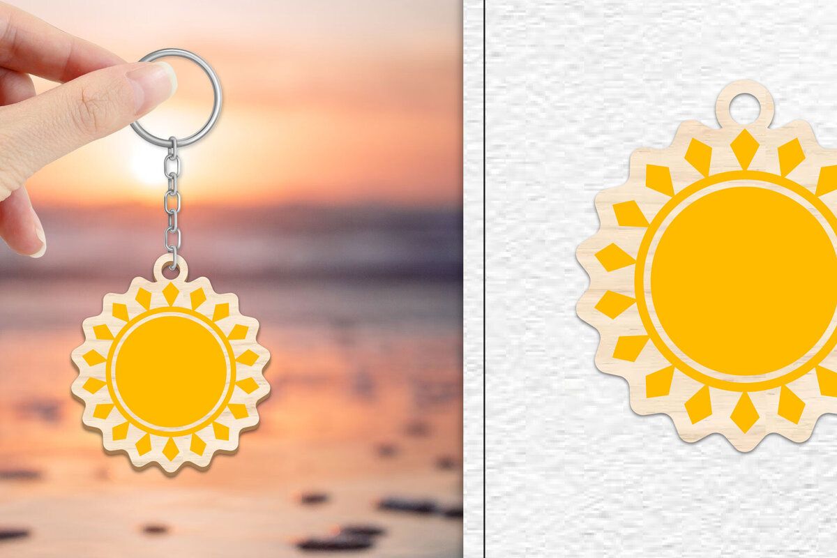 Σετ των 3 Intra απο ξύλο plywood 3mm-4mm πάχος – Κοπή Laser Μπρελόκ Sun | Καλοκαιρινό μπρελόκ Δίασταση  5x5 cm INTRAFABR-101736503