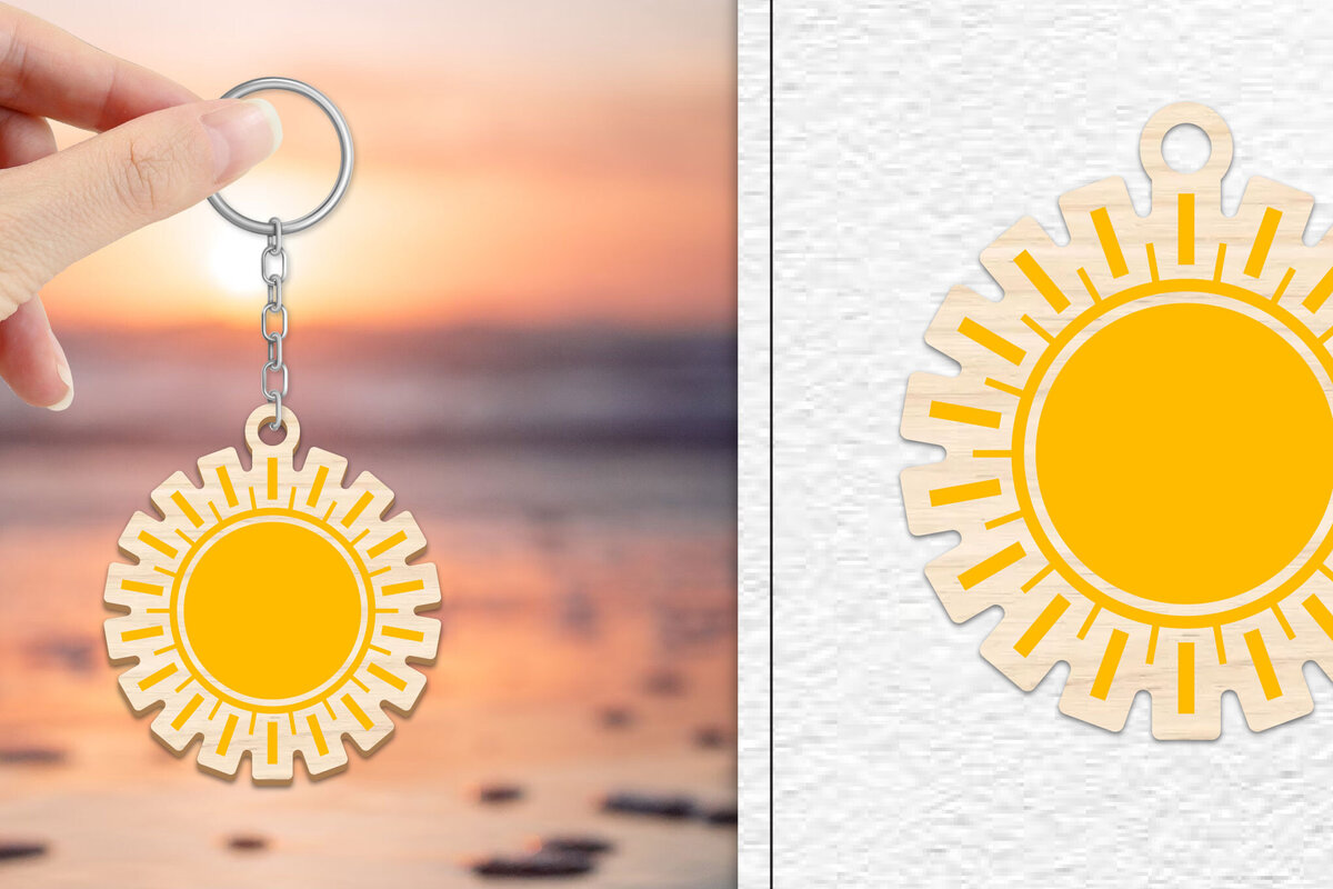 Σετ των 3 Intra απο ξύλο plywood 3mm-4mm πάχος – Κοπή Laser Μπρελόκ Sun | Καλοκαιρινό μπρελόκ Δίασταση  5x5 cm INTRAFABR-101736542