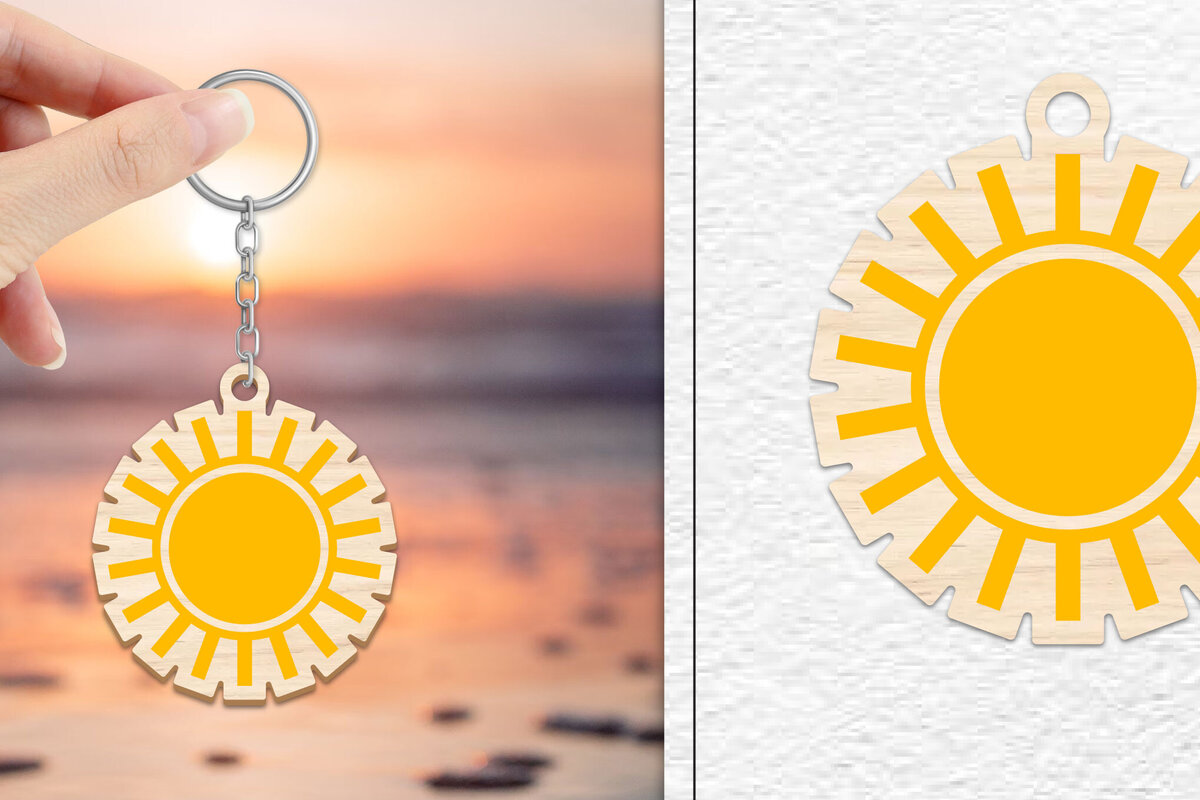 Σετ των 3 Intra απο ξύλο plywood 3mm-4mm πάχος – Κοπή Laser Μπρελόκ Sun | Καλοκαιρινό μπρελόκ Δίασταση  5x5 cm INTRAFABR-101736583