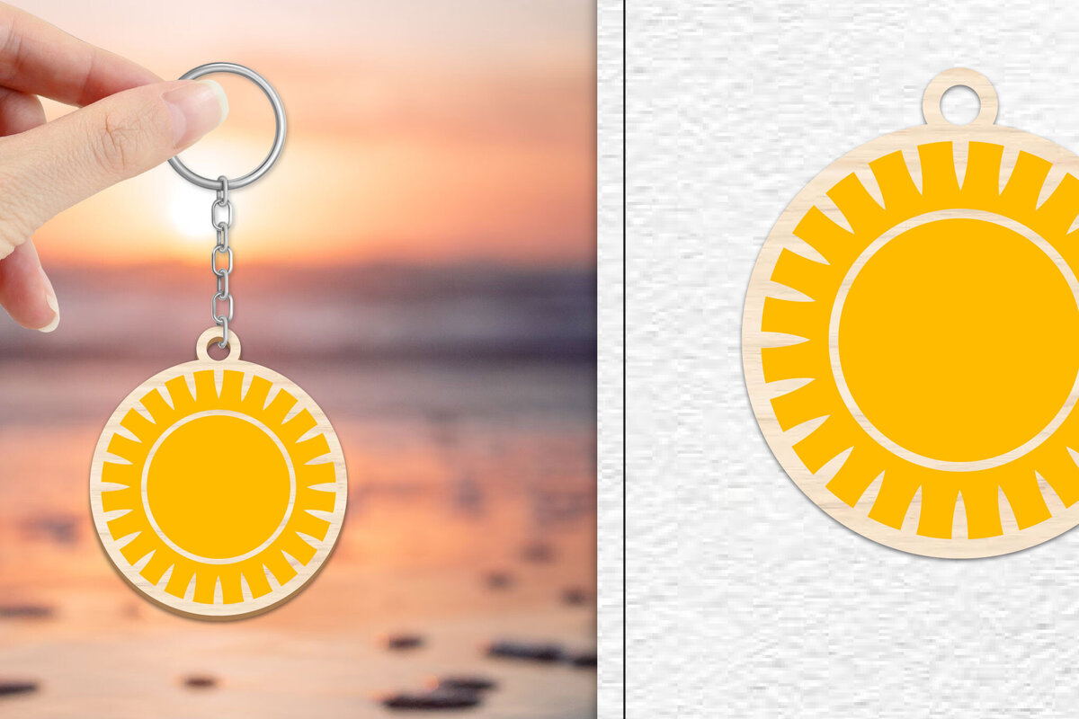 Σετ των 3 Intra απο ξύλο plywood 3mm-4mm πάχος – Κοπή Laser Μπρελόκ Sun | Καλοκαιρινό μπρελόκ Δίασταση  5x5 cm INTRAFABR-101736628