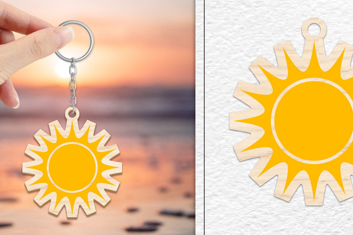 Σετ των 3 Intra απο ξύλο plywood 3mm-4mm πάχος – Κοπή Laser Μπρελόκ Sun | Καλοκαιρινό μπρελόκ Δίασταση  5x5 cm INTRAFABR-101736697