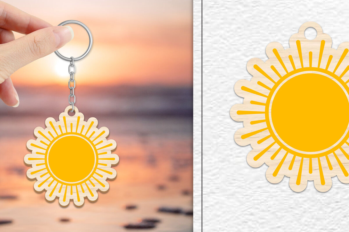 Σετ των 3 Intra απο ξύλο plywood 3mm-4mm πάχος – Κοπή Laser Μπρελόκ Sun | Καλοκαιρινό μπρελόκ Δίασταση  5x5 cm INTRAFABR-101736767