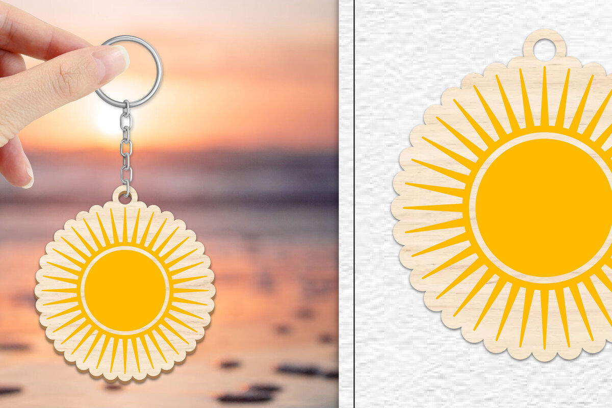 Σετ των 3 Intra απο ξύλο plywood 3mm-4mm πάχος – Κοπή Laser Μπρελόκ Sun | Καλοκαιρινό μπρελόκ Δίασταση  5x5 cm INTRAFABR-101736790