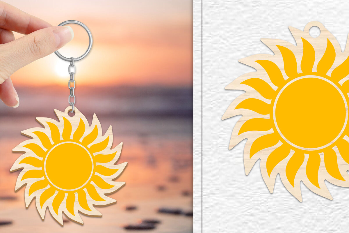 Σετ των 3 Intra απο ξύλο plywood 3mm-4mm πάχος – Κοπή Laser Μπρελόκ Sun | Καλοκαιρινό μπρελόκ Δίασταση  5x5 cm INTRAFABR-101736817