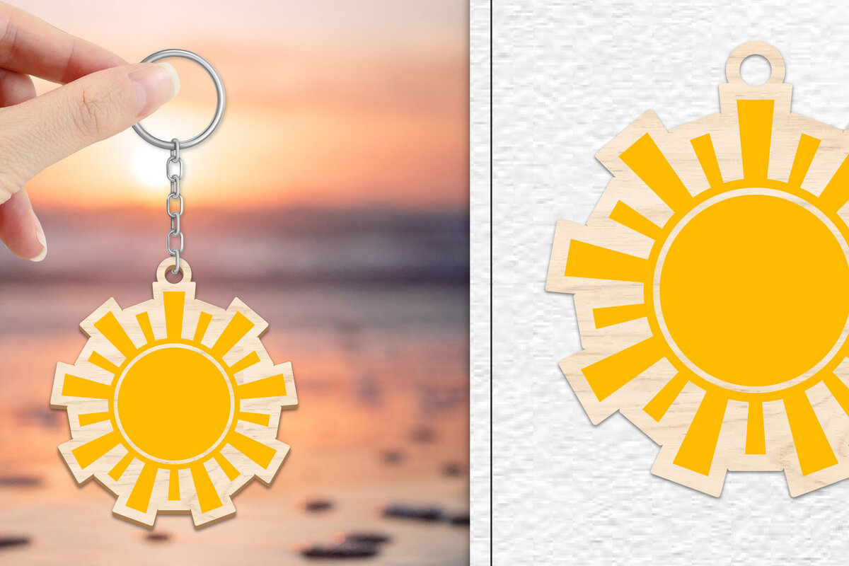 Σετ των 3 Intra απο ξύλο plywood 3mm-4mm πάχος – Κοπή Laser Μπρελόκ Sun | Καλοκαιρινό μπρελόκ Δίασταση  5x5 cm INTRAFABR-101736846