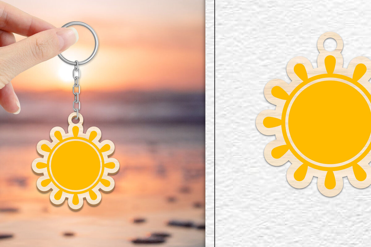 Σετ των 3 Intra απο ξύλο plywood 3mm-4mm πάχος – Κοπή Laser Μπρελόκ Sun | Καλοκαιρινό μπρελόκ Δίασταση  5x5 cm INTRAFABR-101736196