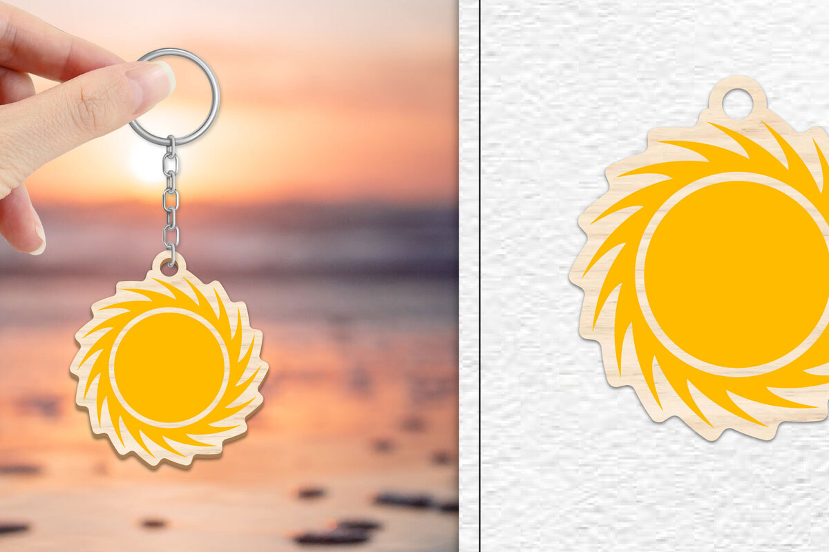 Σετ των 3 Intra απο ξύλο plywood 3mm-4mm πάχος – Κοπή Laser Μπρελόκ Sun | Καλοκαιρινό μπρελόκ Δίασταση  5x5 cm INTRAFABR-101736384