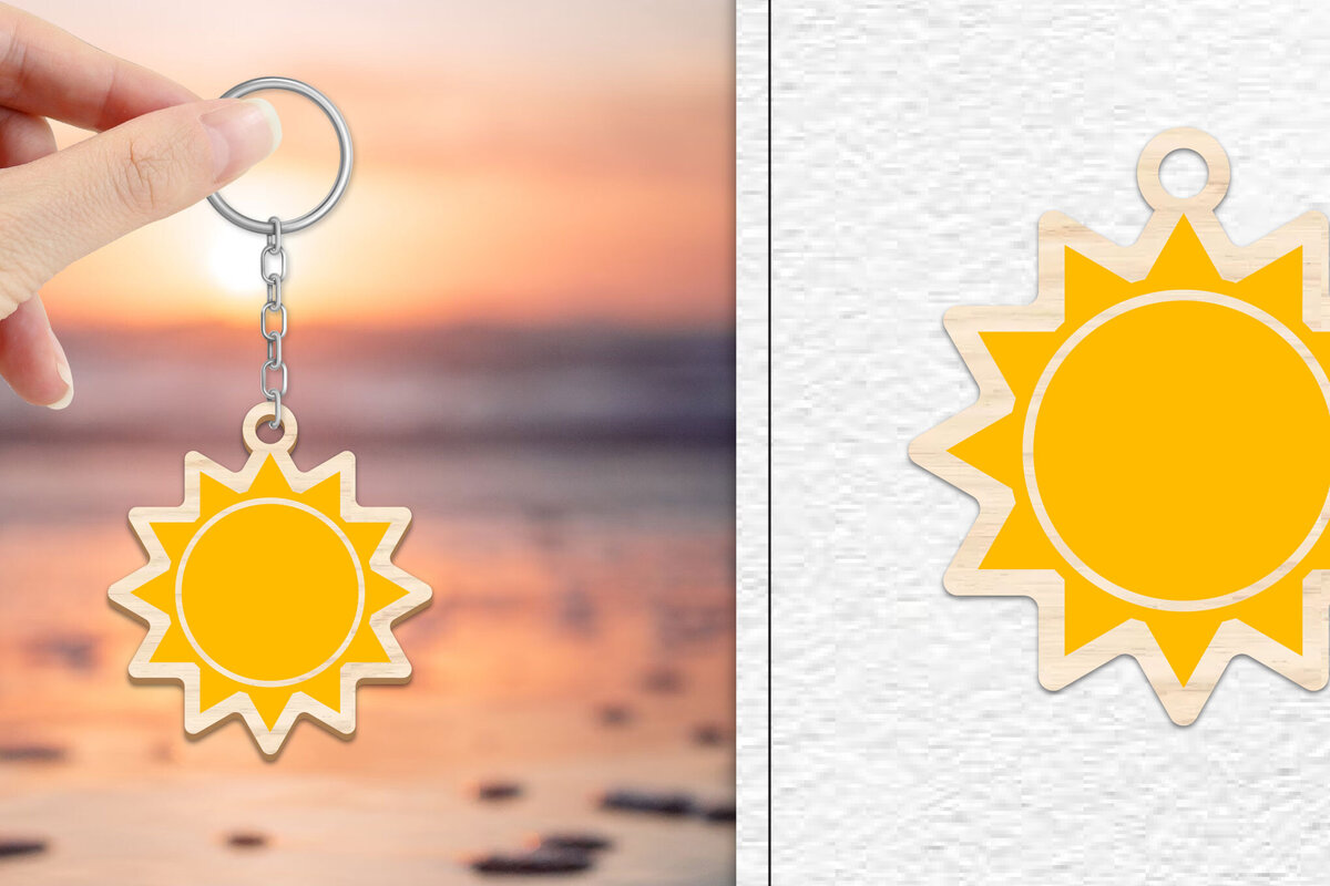 Σετ των 3 Intra απο ξύλο plywood 3mm-4mm πάχος – Κοπή Laser Μπρελόκ Sun | Καλοκαιρινό μπρελόκ Δίασταση  5x5 cm INTRAFABR-101736468